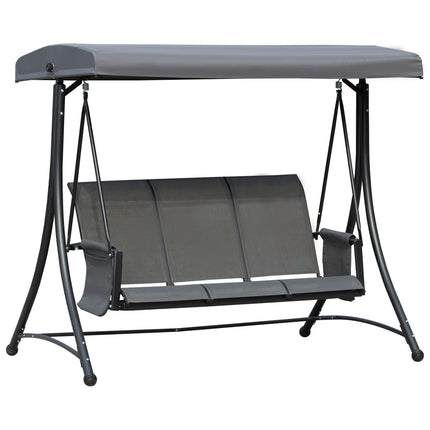 3-Sitzer Verandaschaukel aus Aluminium mit Überdachung, grau