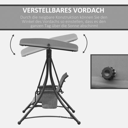 3-Sitzer Verandaschaukel aus Aluminium mit Überdachung, grau
