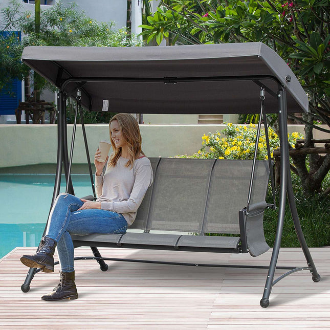3-Sitzer Verandaschaukel aus Aluminium mit Überdachung, grau