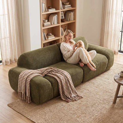 3-Seater Sofa, Chenille Upholstery, Deep Green