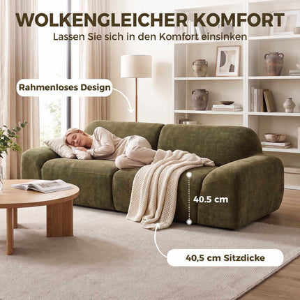 3-Seater Sofa, Chenille Upholstery, Deep Green