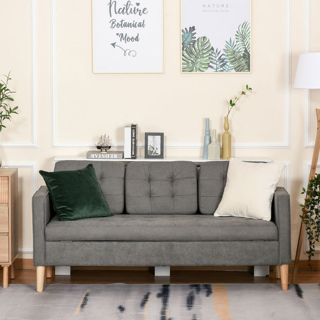 Graues 3-Sitzer-Sofa aus Stoff mit abnehmbaren Kissen