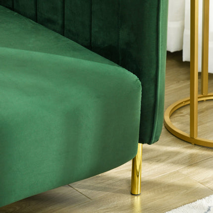 Canapé 3 places, canapé d'appoint avec 2 coussins, canapé 3 places avec accoudoirs, canapé rembourré aspect velours, 200 x 88 x 76 cm, vert