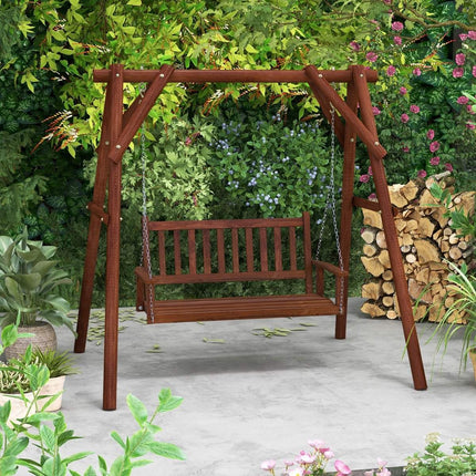 3-Seater Solid Wood Porch Swing, 360 kg Capacity, Brown