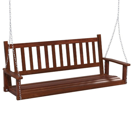 3-Seater Solid Wood Porch Swing, 360 kg Capacity, Brown