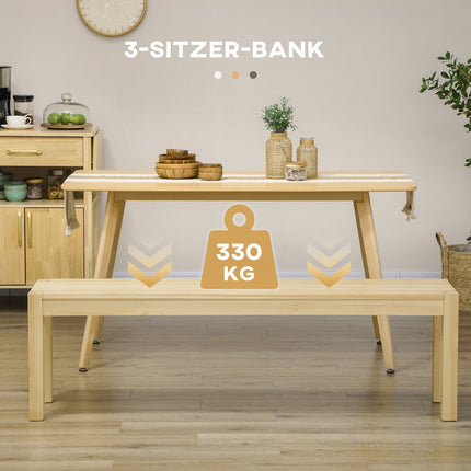 3-Sitzer Esszimmerbank aus Kiefernholz, hält 330 kg, 150 x 33 x 45 cm
