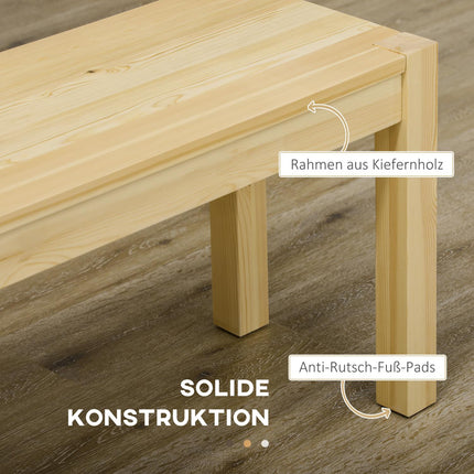 3-Sitzer Esszimmerbank aus Kiefernholz, hält 330 kg, 150 x 33 x 45 cm