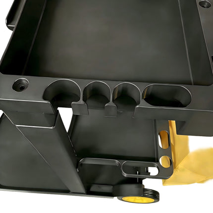 3-Shelf Cleaning Trolley with Bin Bag, Black-Yellow