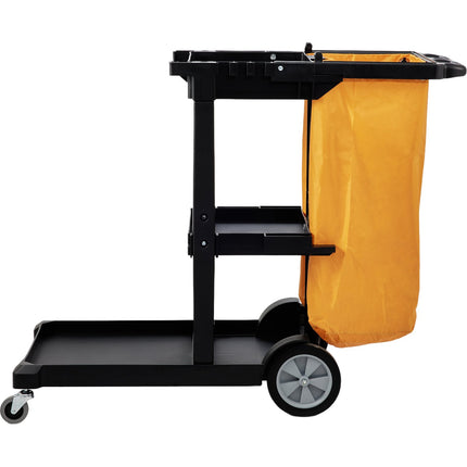 3-Shelf Janitorial Cart, 200 lb, 25-Gal Bag
