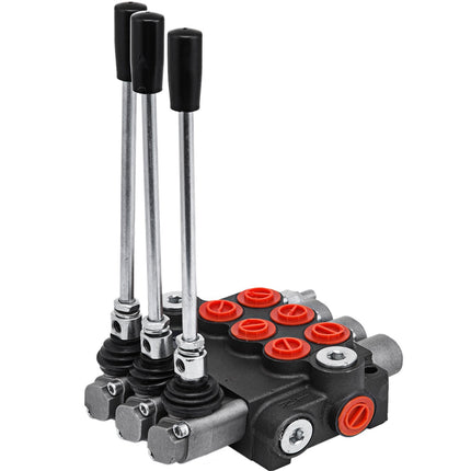 3-Spool Hydraulic Control Valve, 11 GPM, Double-Acting