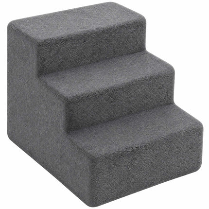 3-Step Dog Stairs for Small Dogs and Cats, Removable Cover, 35 cm, Dark Grey
