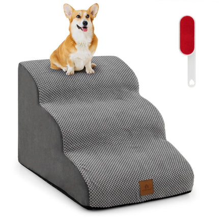 3stupňové pěnové schůdky pro psy, protiskluzové, nosnost 30kg, šedé