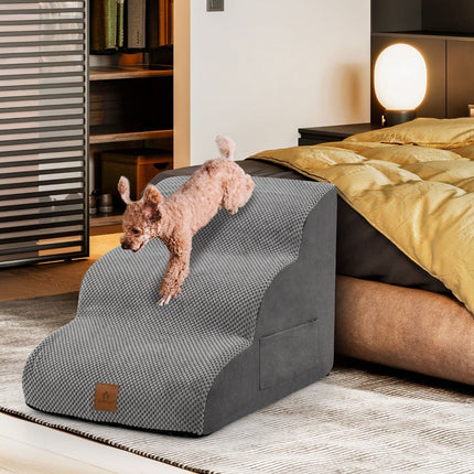 3stupňové pěnové schůdky pro psy, protiskluzové, nosnost 30kg, šedé