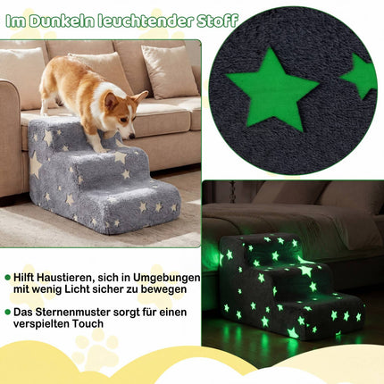 3-stufige Haustiertreppe aus Schaumstoff mit waschbarem Flanellbezug