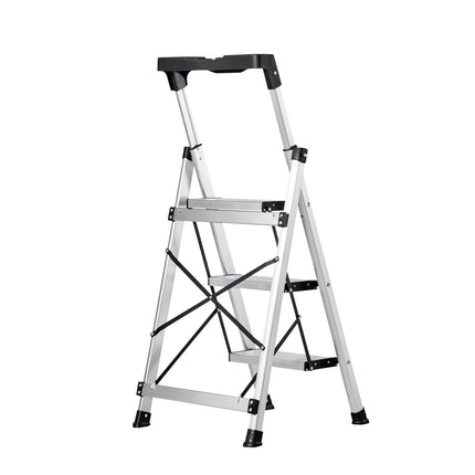 3-Step Folding Aluminum Ladder, 150 kg, Tool Tray