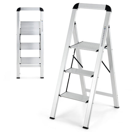 3-stufige Klappleiter aus Aluminium, rutschfest, tragbar