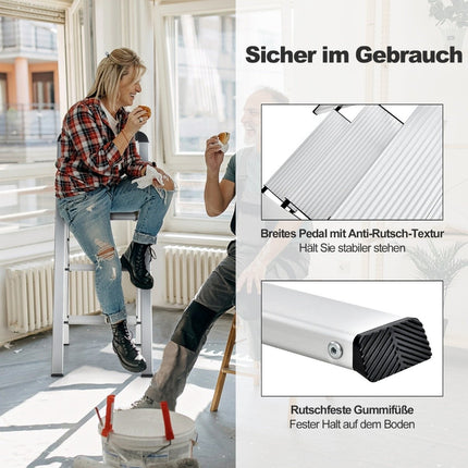 3-stufige Klappleiter aus Aluminium, rutschfest, tragbar