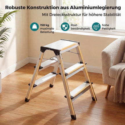 3-Step Folding Aluminum Ladder with Non-Slip Steps