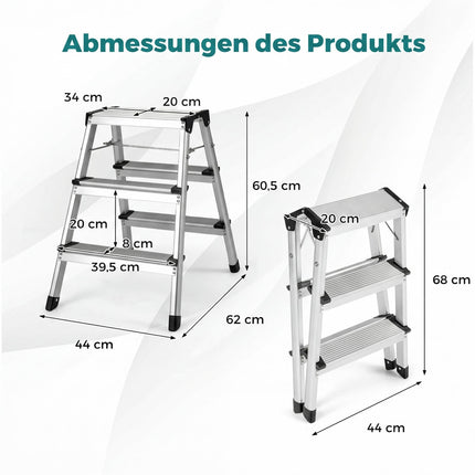 3-Step Folding Aluminum Ladder with Non-Slip Steps