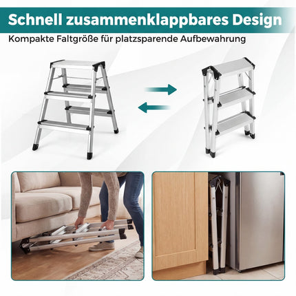3-Step Folding Aluminum Ladder with Non-Slip Steps