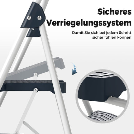 3-stufige Klappleiter mit Handlauf, 360 kg Tragkraft