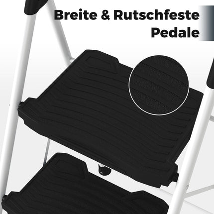 3-Stufen-Klappleiter mit Handlauf und rutschfesten Trittstufen