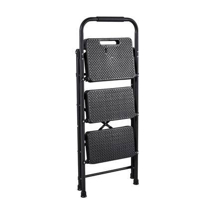 3-Step Folding Steel Ladder, Anti-Slip, 272 kg Capacity