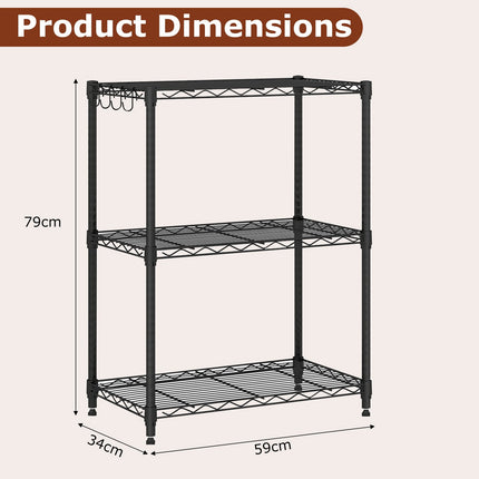 3-Tier Adjustable Metal Storage Shelf – Heavy Duty