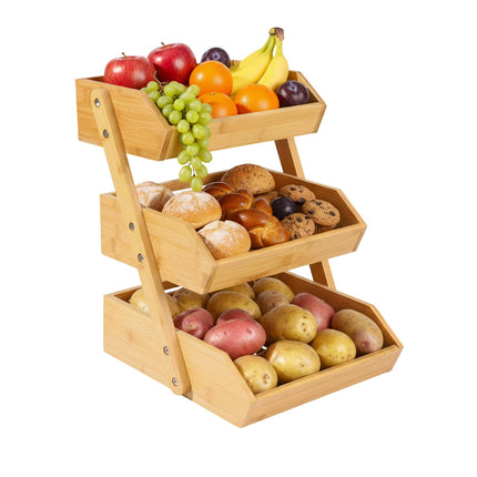 3-Tier Bamboo Fruit Stand for Kitchen Storage