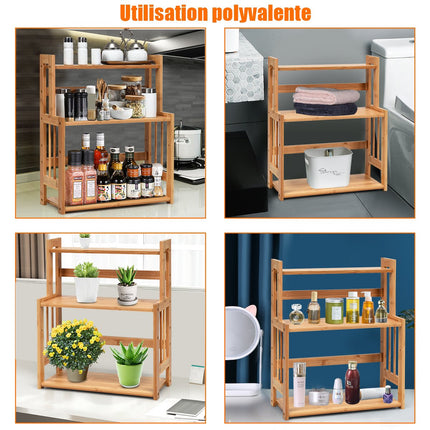 3-Tier Bamboo Spice Rack, Adjustable Shelves Organizer