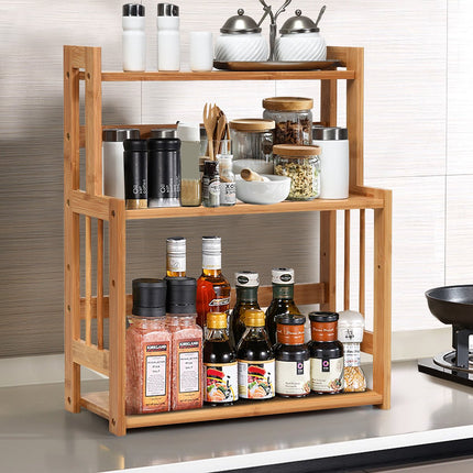 3-Tier Bamboo Spice Rack, Adjustable Shelves Organizer