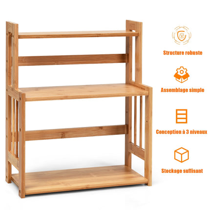 3-Tier Bamboo Spice Rack, Adjustable Shelves Organizer