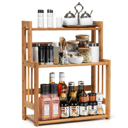 3-Tier Bamboo Spice Rack, Adjustable Shelves Organizer