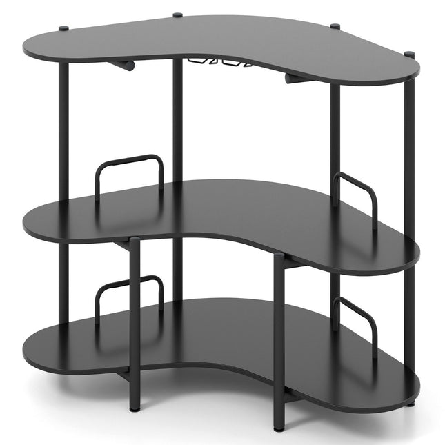 3-laags bartafel met glazenhouder en metalen frame