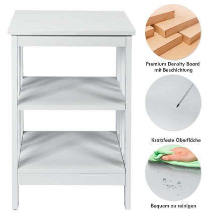 Table de chevet à 3 niveaux, table basse pour chambre à coucher, 40 x 40 x 61 cm, blanc