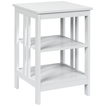 Table de chevet à 3 niveaux, table basse pour chambre à coucher, 40 x 40 x 61 cm, blanc