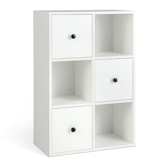 3-stöckiges Bücherregal, 3 Würfel, 3 Schubladen, Weiß