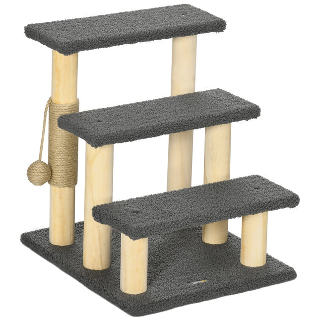 Kratzbaum mit Sisal & Spielball – Grau/Natur