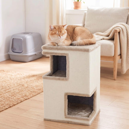 3-Tier Cat Tower with Sisal Scratch Surfaces, Beige
