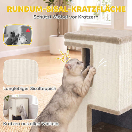 3-Tier Cat Tower with Sisal Scratch Surfaces, Beige