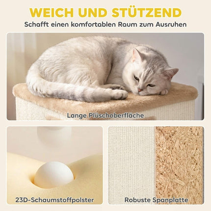 3-Tier Cat Tower with Sisal Scratch Surfaces, Beige