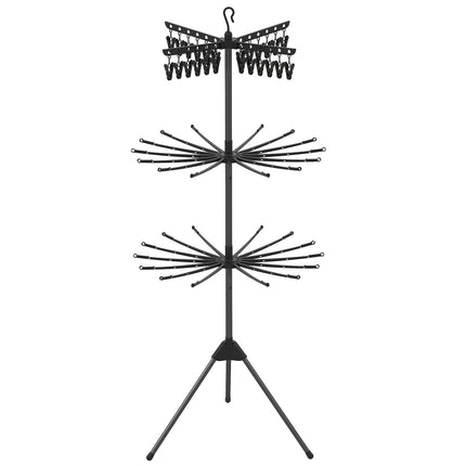 3-stöckiger, klappbarer Wäscheständer, 178 cm, Schwarz