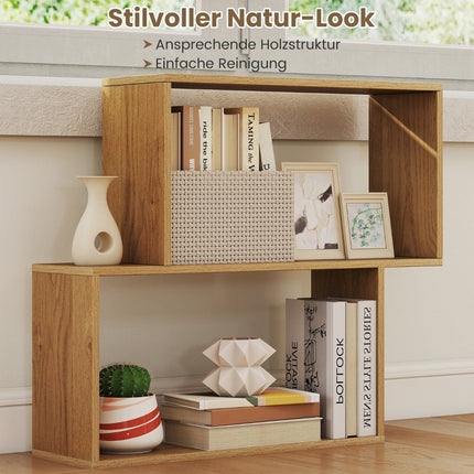 Geometrisches 3-stöckiges Standregal aus Holz, Natur