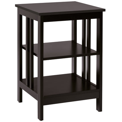 3 Tier II Shaped Bedside Table Side Table with Shelf & Storage Space 40 x 40 x 61 cm Coffee