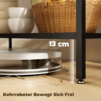3-stufiges Küchenregal, Stahlrahmen, Rustikales Braun/Schwarz