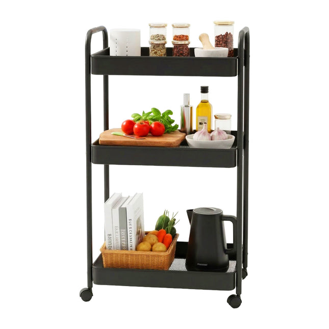 3-Tier Metal Mesh Storage Trolley Cart With Wheels