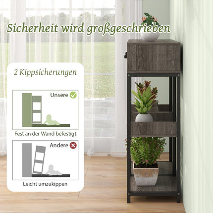 Support à plantes en métal à 3 niveaux avec tiroir en bois 30,5 x 30,5 x 92 cm (1 paquet)