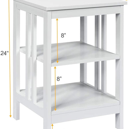3-stufiger Nachttisch, MDF-Ablagen, verstärkte Stangen, Weiß