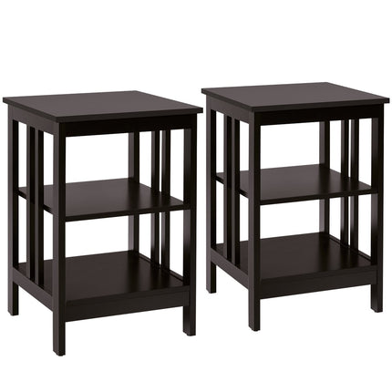 3-Tier Nightstand Set, MDF, 40x40x61 cm, Coffee