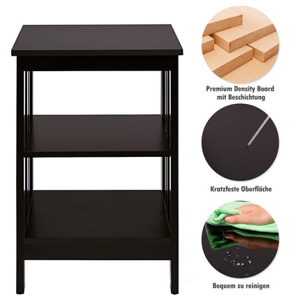 3-Tier Nightstand Set, MDF, 40x40x61 cm, Coffee
